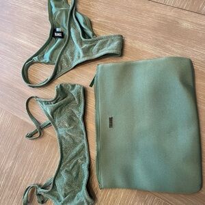 triangl swimwear fawn sparkle green with travel pouch